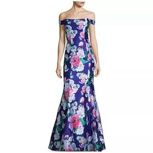 NEW My Michelle Floral Mermaid Sz 5 Off the Shoulder Lace Up Back Mermaid Dress